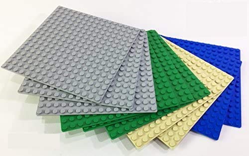 Brick Loot Toy Brick Compatible 5 X 5 in. Baseplates for Toy Model Construction Sets - 16x16 Variety Base Plate - Fits All Major Brands - Grey  Green  Blue  and Tan (10-Pack) - Image 1